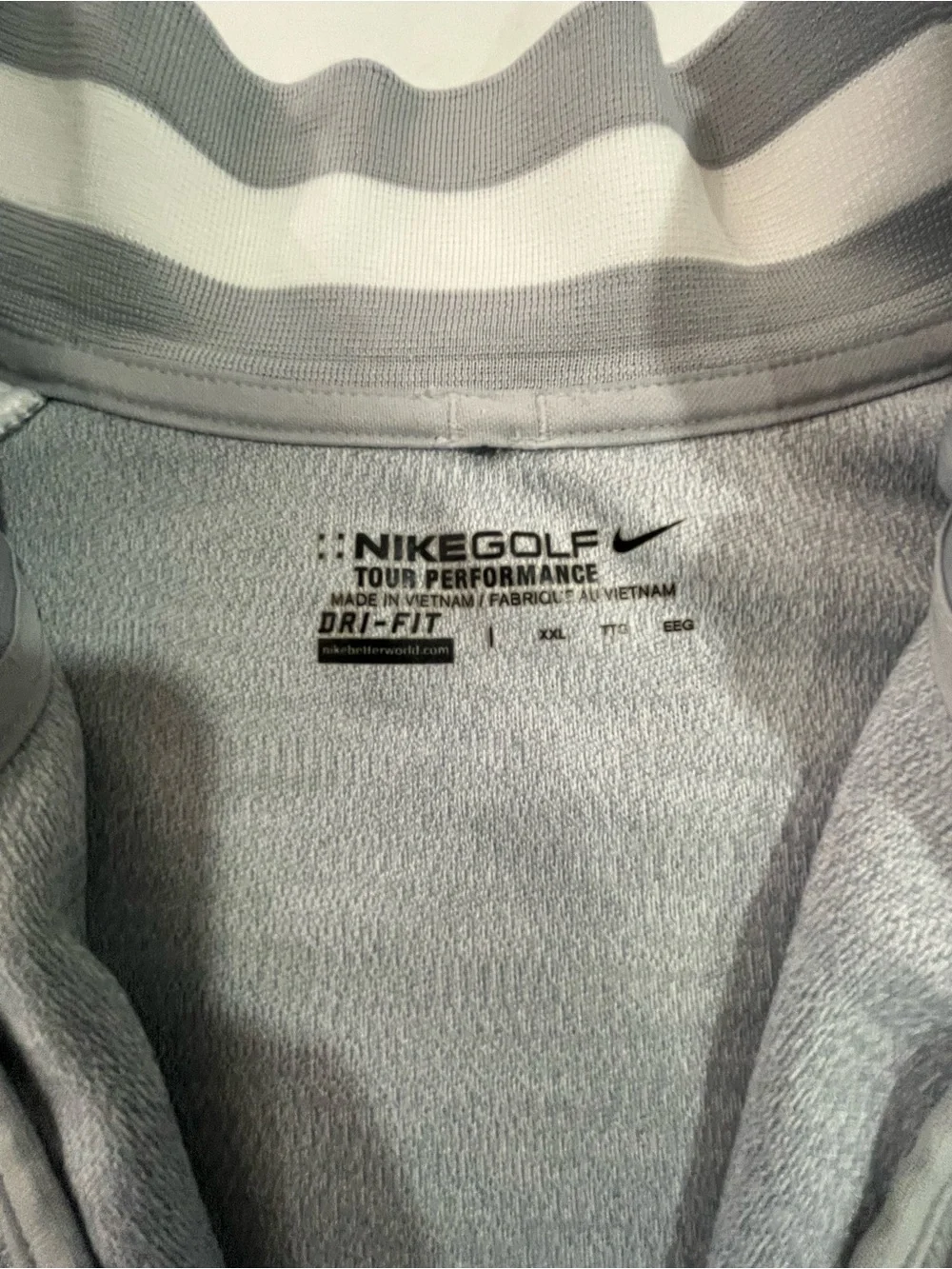 Nike Golf Tour Performance Dri-Fit 1/4 Zip Pullover Mens 2XL Gray White